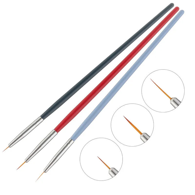 

3pcs/set Nail Art Liner Painting Pen 3D Tips DIY Acrylic UV Gel Brushes Drawing Kit Flower Line Grid French Design Manicure Tool