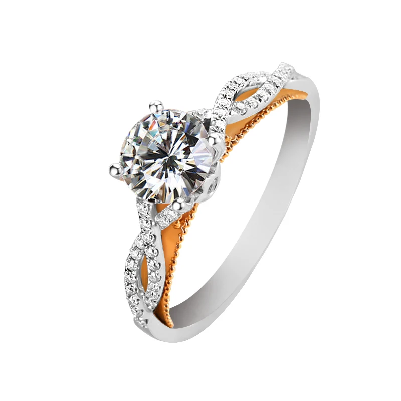 18K Золотое кольцо 1ct DVVS Moissanite кольцо с национальным сертификатом D006
