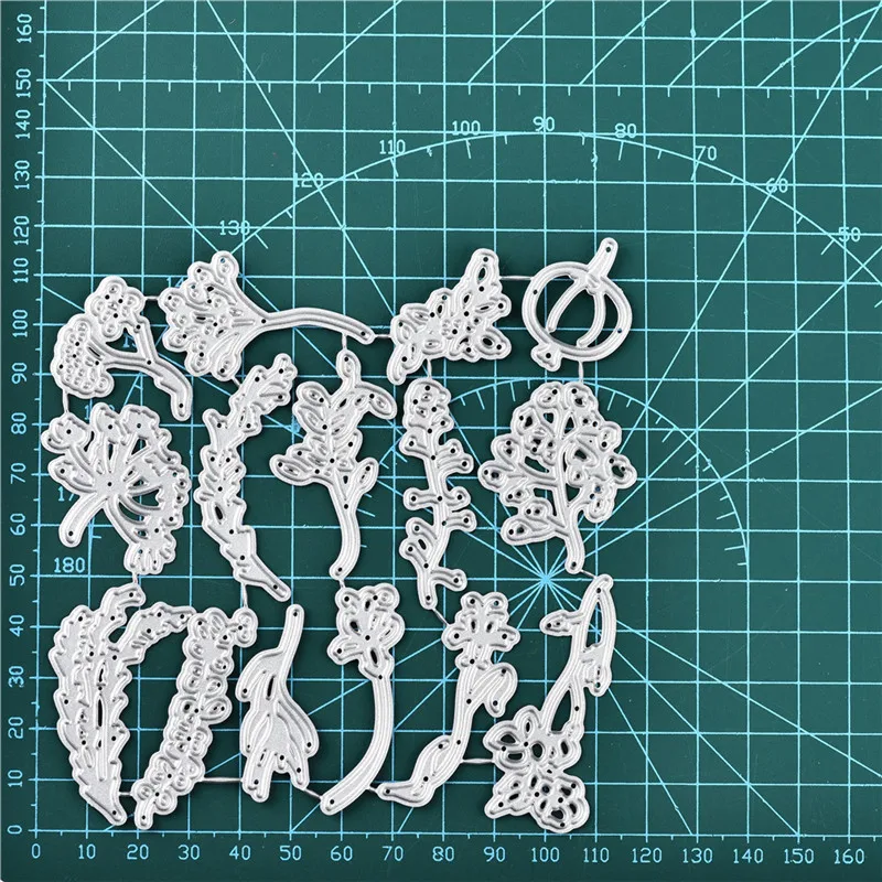DiyArts 14 шт. Цветочные штампы филиал металлические режущие Скрапбукинг DIY для