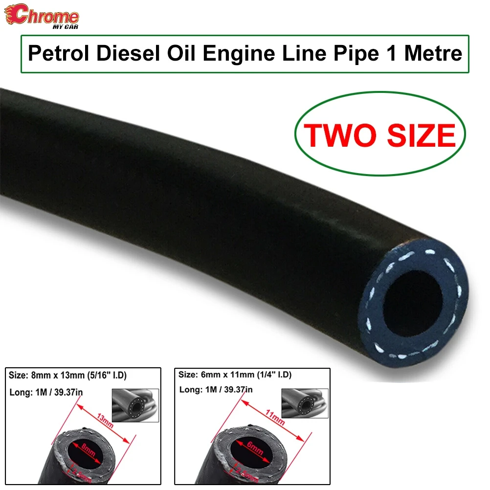 FUEL PIPE Braided Hose RUBBER/NITRILE Engine Petrol Diesel Oil Line 1 Metre 1m 