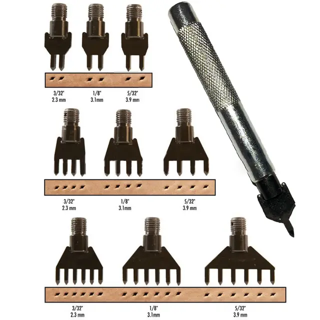 Кожа ручной работы ПРОКАЛЫВАЮЩИЕ железные предметы Алмаз приспособление для проделывания дырок при шитье перфоратор набор