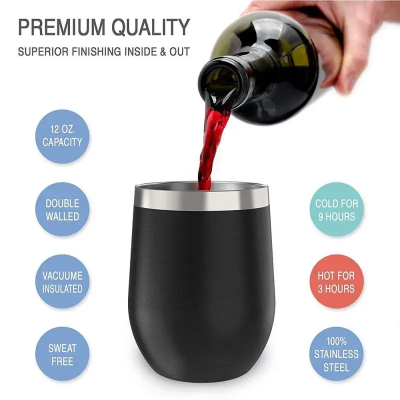 350ml Stainless Steel Vacuum Flask Thermos Cup Cute Double Eggshell Cup Vacuum Flasks Travel Coffee Mug Creative Red Wine Glass