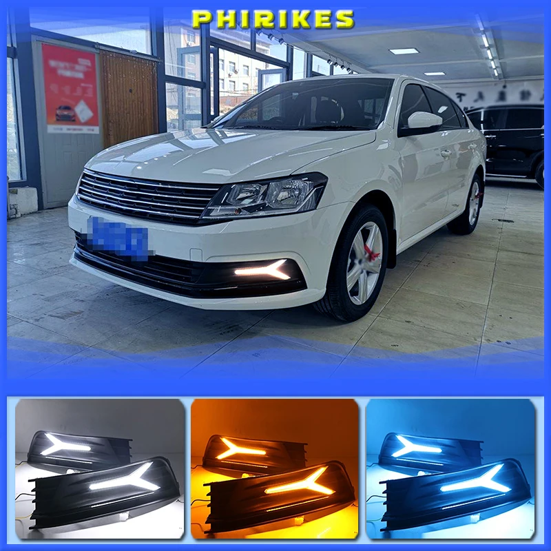 

1 светодиодный светодиодных дневных ходовых огней DRL для Volkswagen VW Lavida 2015-2017 с желтым сигнальсветильник сигналом Trun, синяя Ночная лампа