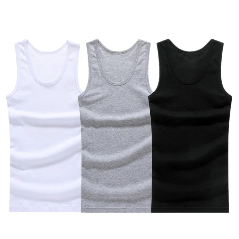 Cotton Mens Underwear Sleeveless Tank Top Solid Muscle Vest Undershirts O-neck Gymclothing T-shirt men's vest 3pcs/lot men underwear men cotton vest