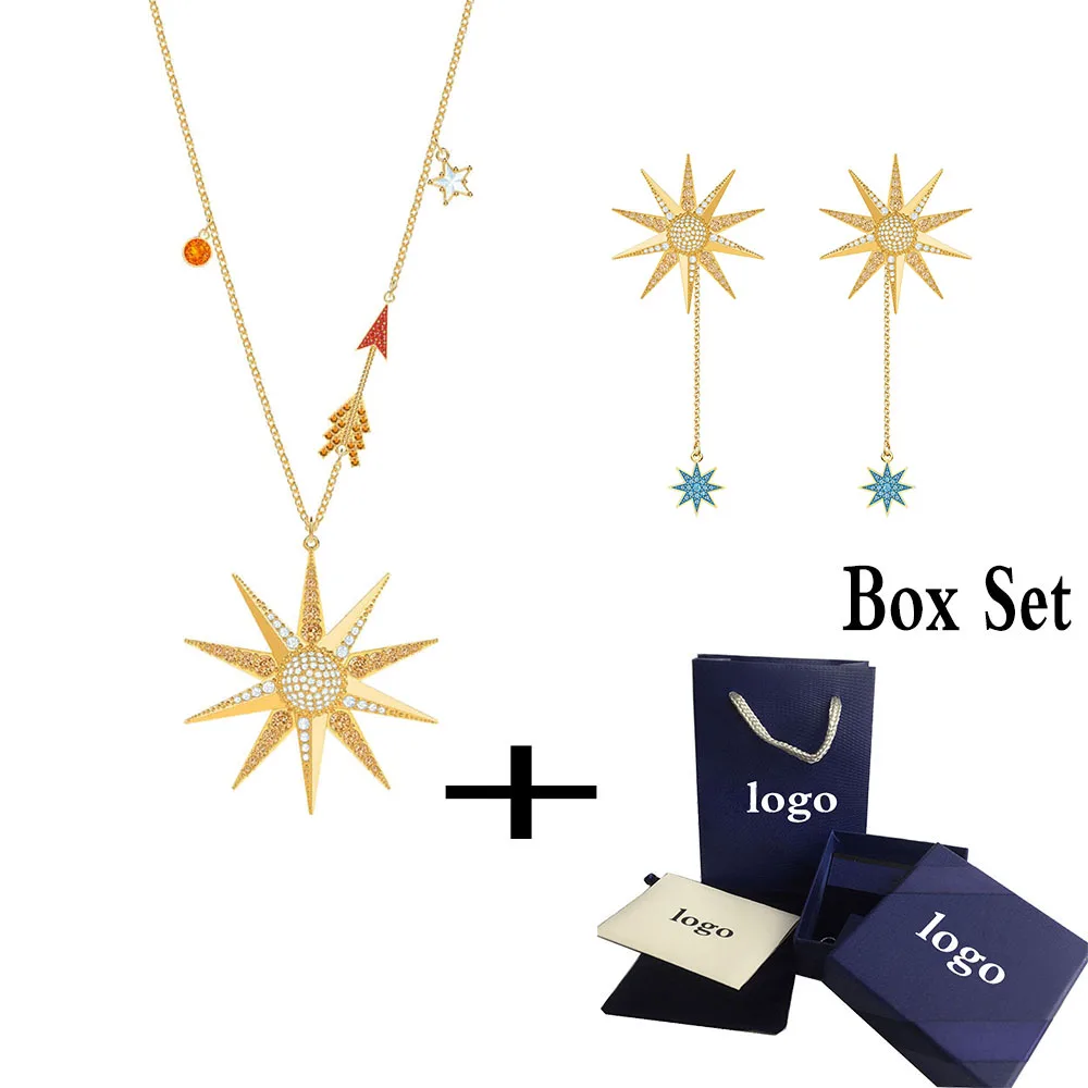 

SWA RO 2019 Original New LUCKY GODDESS STAR Necklace Set Shining Star Crystal Lucky Amulet Sending Love Romance Engagement Gift