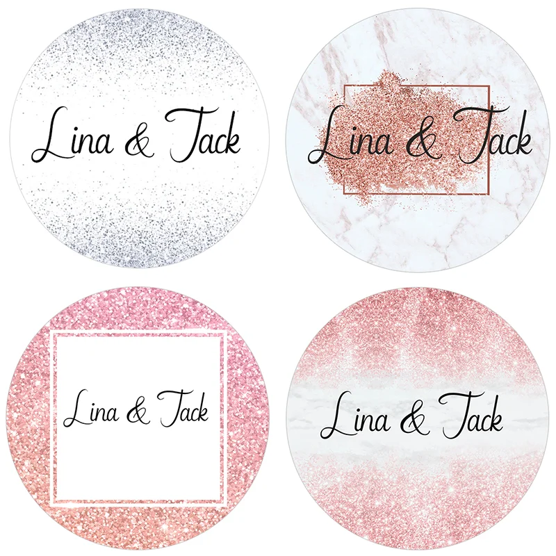 Круглые квадратные Розовые золотые серебряные Роскошные этикетки наклейки с