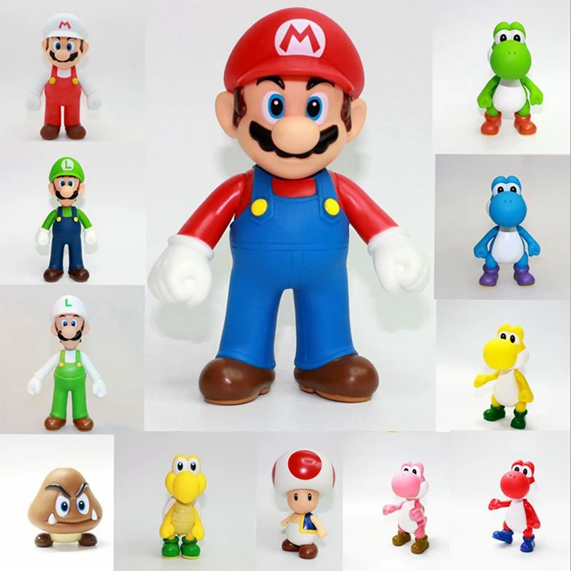 

Super Mario Bros Mario Luigi Yoshi Toad 12cm PVC Action Figures Toys Cake Decoration Model Toys For Kids Christmas Gifts