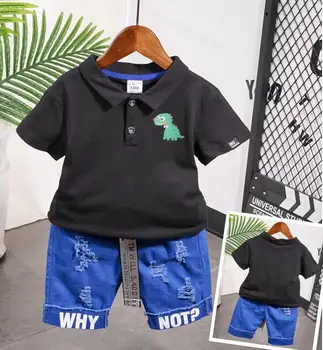 

Baby Boy Summer Clothes Set for Toddler Kids Clothing Cartoon Short Sleeve Lapel t-shirts + Pants Boy Suit 2-7Years