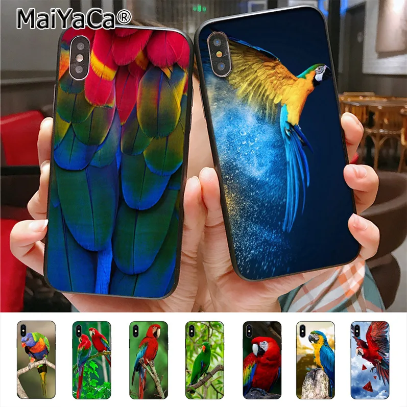 MaiYaCa Parrot bird animal Feathers Colourful Phone Case for iPhone 6s 7 8 plus X XR XS 11 pro max Samsung Galaxy S7 S8 S9 S10 | Мобильные