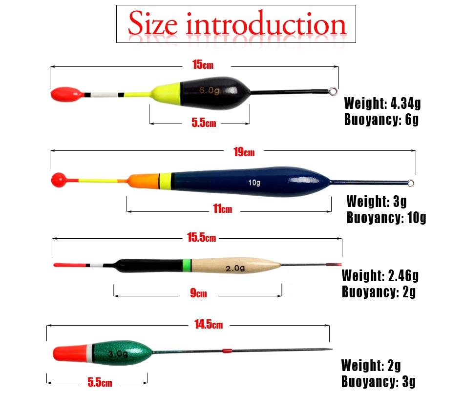 Sougayilang 10pcs/set High Quality Fishing Floats Long Tail Fishing Bobber Buoy Carp Float Fishing Tackle Fishing Float