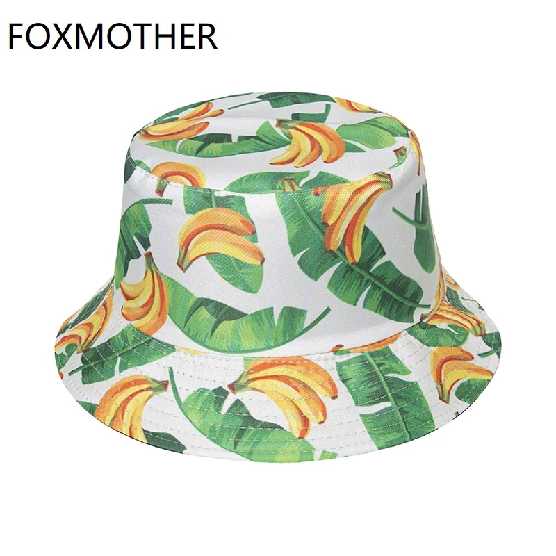 Кепка Рыбацкая FOXMOTHER, черная, белая, желтая Кепка с принтом фруктов, Листьев, бананов, для взрослых, женщин и мужчин, для весны и лета