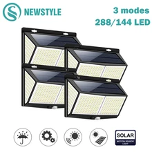 

Newstyle 288/144/100 Solar LED light outdoor garden lights 3 modes waterproof Powered Sunlight Street Light PIR Motion Sensor