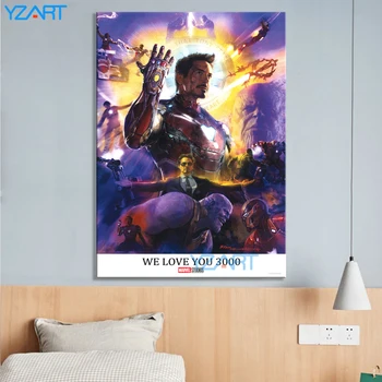 

Canvas Painting Iron Man The Avengers 4 I Love You 3000 Times Poster Wall Decor Sticker Boy Gift Wall Pictures for Living Room