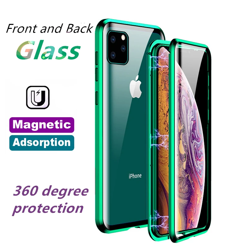 Двухсторонний чехол из закаленного стекла для iphone 11 pro max передняя и задняя крышка