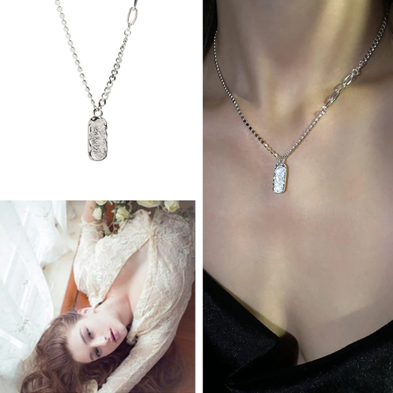 Новое-поступление-матовое-овальное-ожерелье-с-подвеской-для-женщин-ювелирные-изделия-крутая-Серебряная-цепочка-925-ожерелья-до-ключиц-Женский-чокер-аксессуары-Лидер-продаж