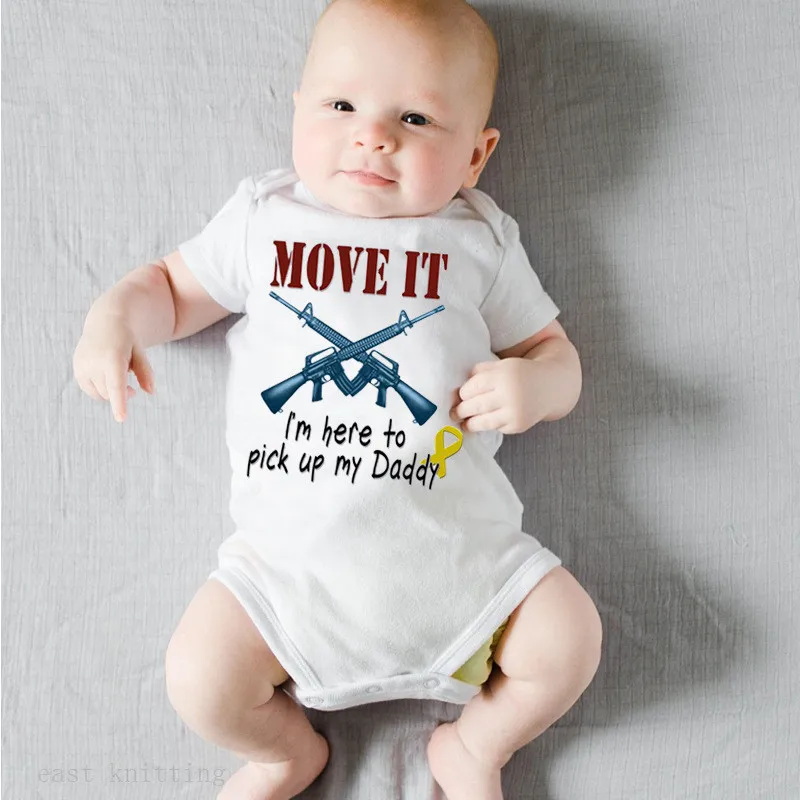 Детский комбинезон для новорожденных с надписью «Move It», одежда для мальчиков и девочек летние детские костюмы для игр, футболки с короткими рукавами, Детская верхняя одежда на возраст от 0 до 24 месяцев