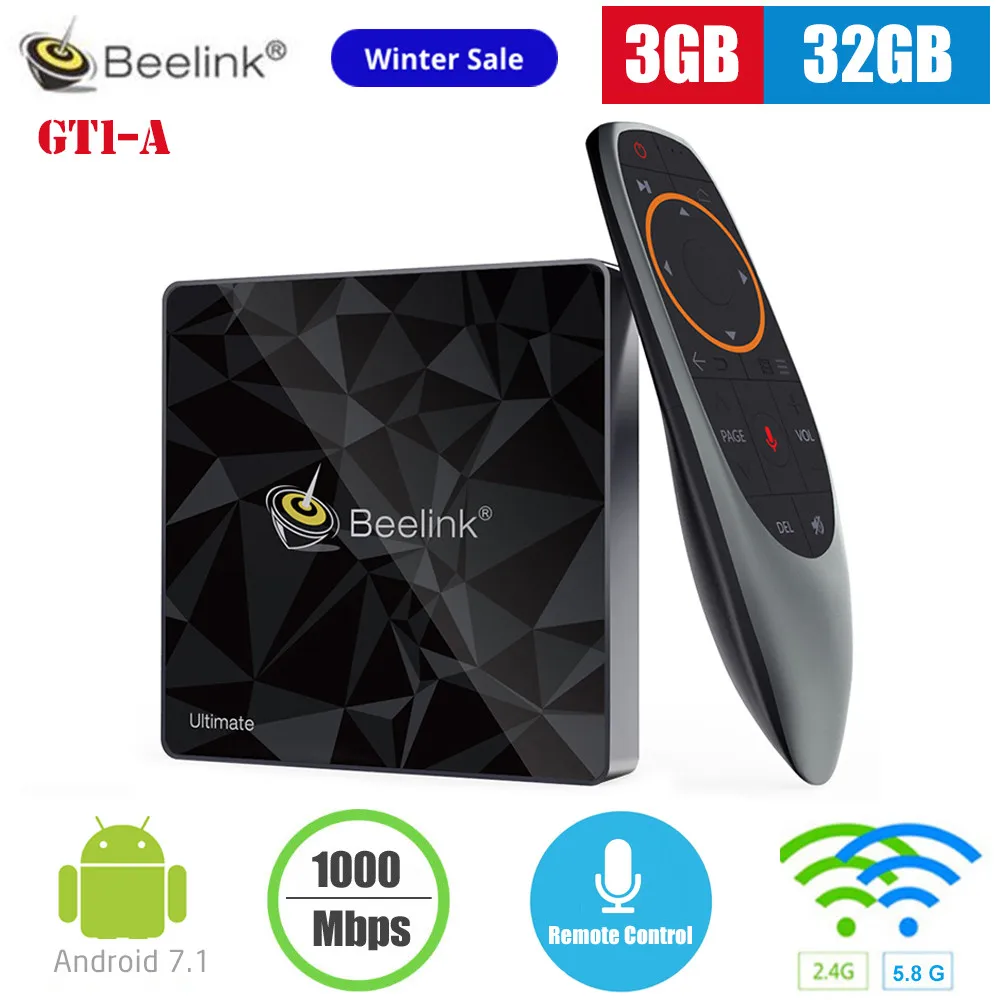 Beelink GT1-A Android 7.1 Smart TV Box Voice Remote Control Amlogic S912 Octa Core 3GB 32GB 2.4G 5.8G WiFi 1000Mbps Set Top Box