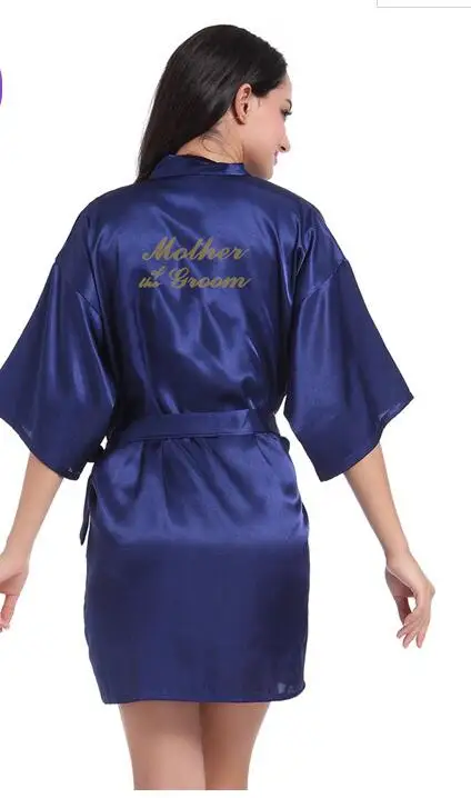 navy blue robe gold writing kimono bridal party robe bridesmaid sister mother of the groom bride robes wedding best gift