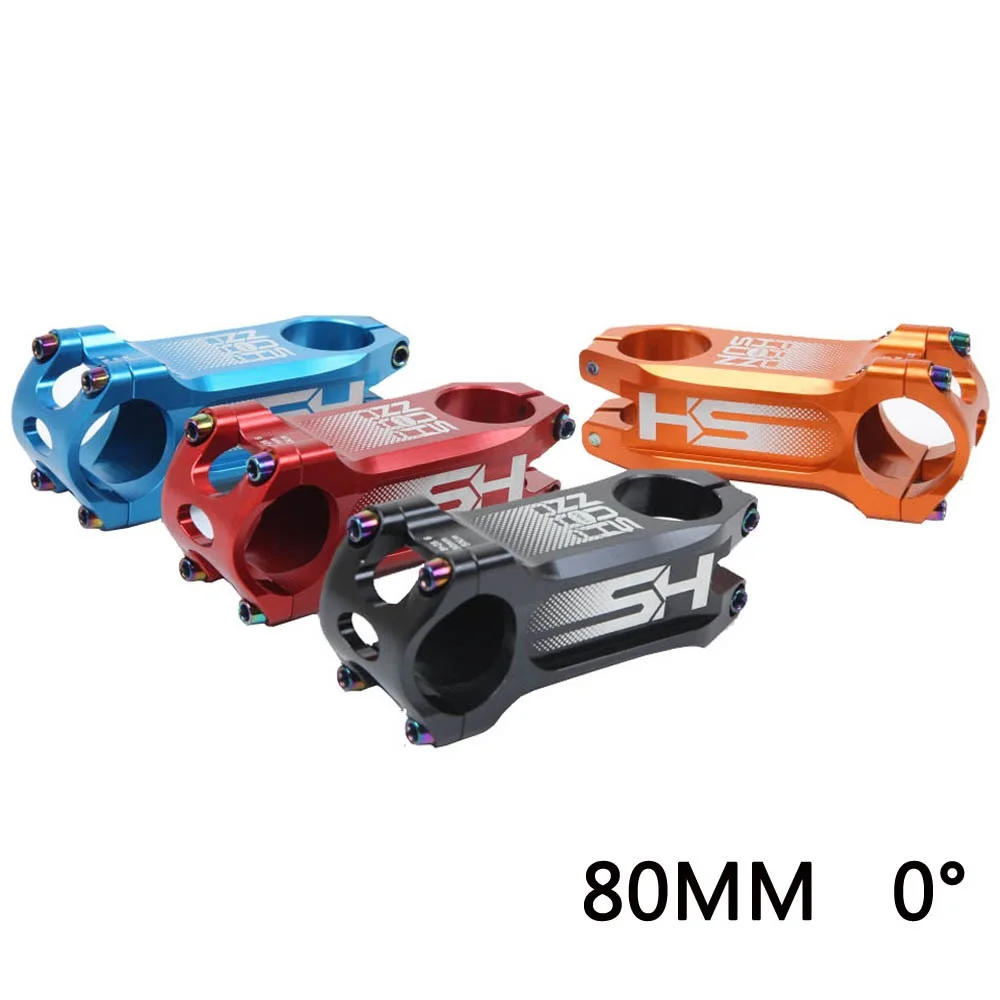 

XC AM MTB Colorful Bike Handlebar Stem CNC Bicycle Stem Mountain Road Bike Stem 0 Degree 31.8*80mm Rainbow Stem Bicycle Parts