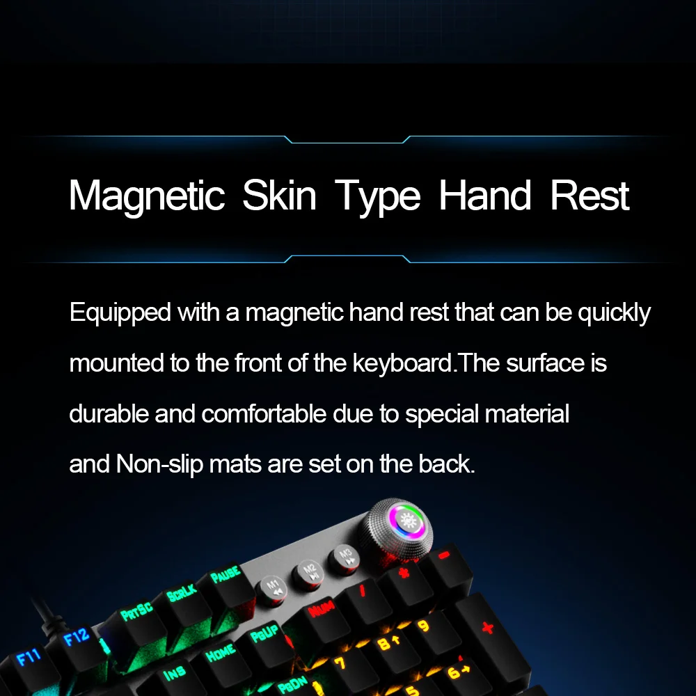 AULA F2088/F2058 Mechanical Gaming Keyboard Detachable wrist rest  Multimedia Knob, 104 Keys Anti-ghosting Marco Programming metal panel LED  Backlit keyboard for PC Gamer (Punk keycap) 