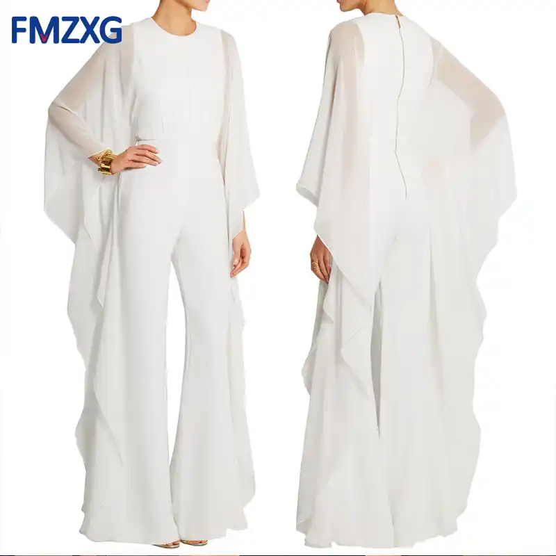 long sleeve chiffon jumpsuit