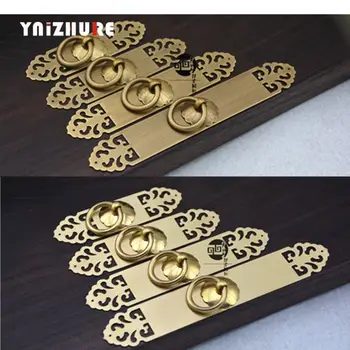 

2PCS 13cm/15cm/18cm/22cm Chinese Antique Pure Copper Handle Bookcase Door Cabinet Knobs Striped Furniture Hollow Fower Handle