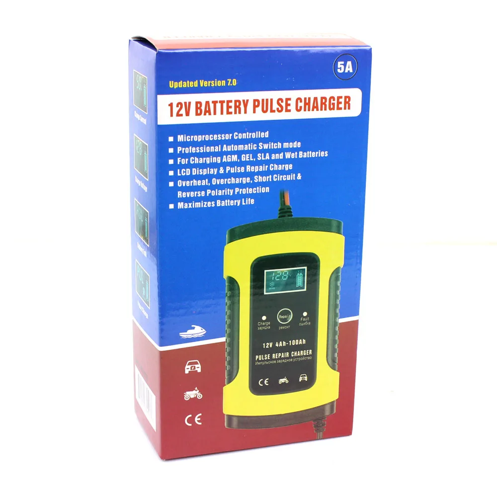 FOXSUR 12V AGM гелевое влажное свинцово Кислотное зарядное устройство 5A импульсное