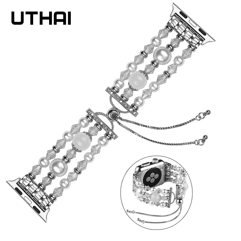 UTHAI P85 ремешок для часов Apple Watch 5/4 44 мм 40 регулируемый Модный Ювелирный Браслет iwatch