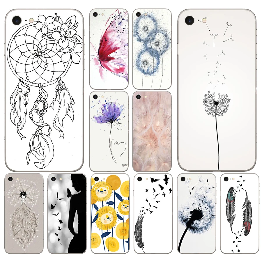

69DD Dandelion Butterfly Elephant Feather Owl Soft Silicone Cover Case for iphone 5 5s se 6 6s 8 plus 7 7 Plus X XS SR MAX case