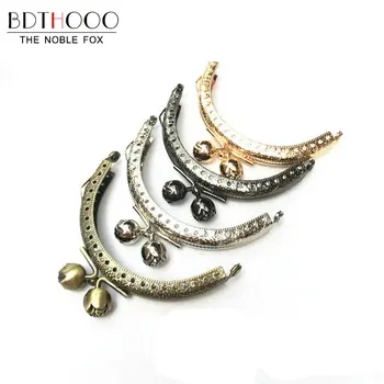 

BDTHOOO 10PCS 8.5CM Metal Purse Frame Handle Kiss Clasp Lock for Handbag Embossed Rose Head DIY Making Bag Clasp Hardware Bronze