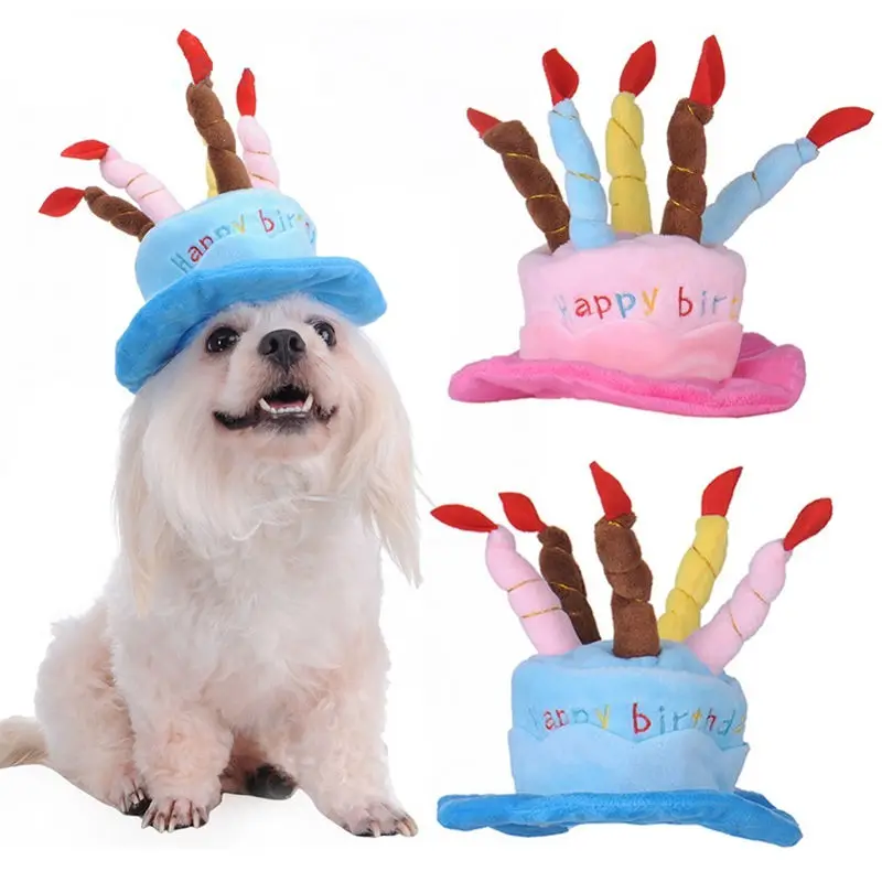Шапки для собак кошек домашних животных шапки ко дню рождения шляпа с тортом свечи дизайн день рождения костюм головные уборы аксессуары для собак