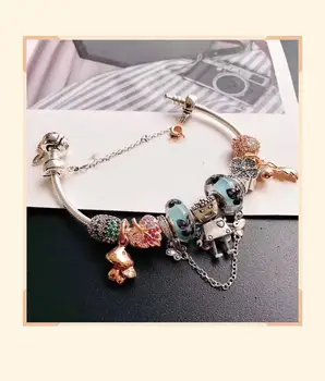 

High Quality 1:1 100%925 Pure Silver New Butterfly Beads Leaves Robot String Bracelet First Choice For Gift Free Package