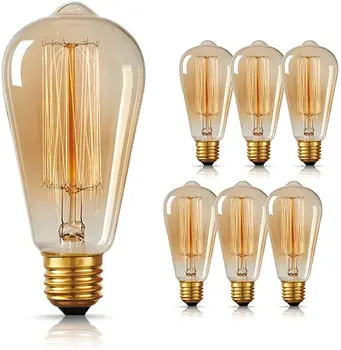 

6PCS Retro Edison Light Bulb E27 110V 60W ST64 T45 A19 A60 Filament Incandescent Bulbs Vintage Edison Lamp Home Decor Lamp