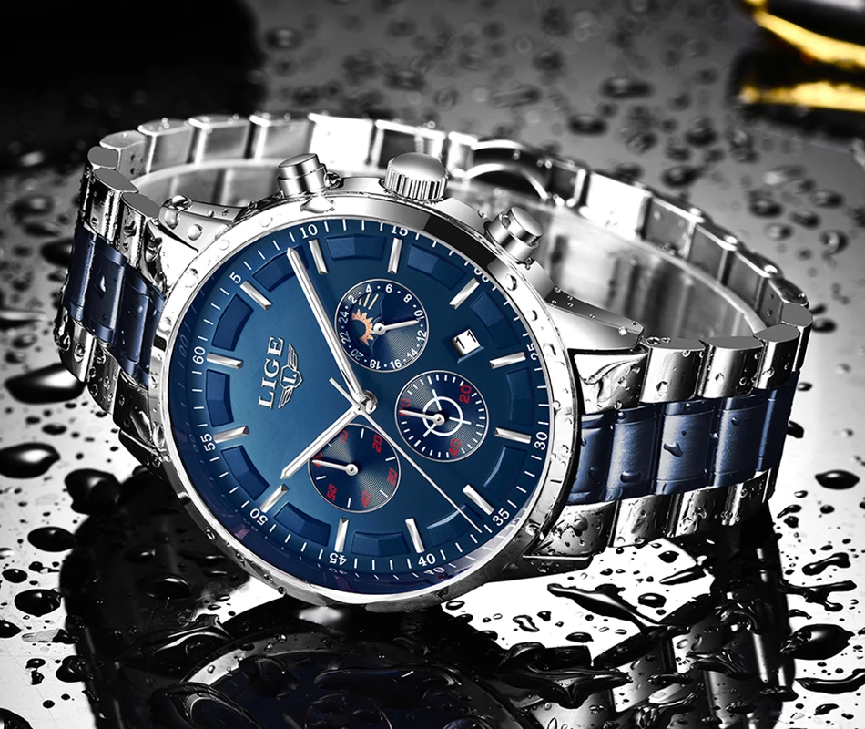 Новые часы для мужчин s LIGE Топ бренд аналоговые кварцевые часы из нержавеющей стали водонепроницаемые светящиеся спортивные часы для мужчин Relogio Masculino