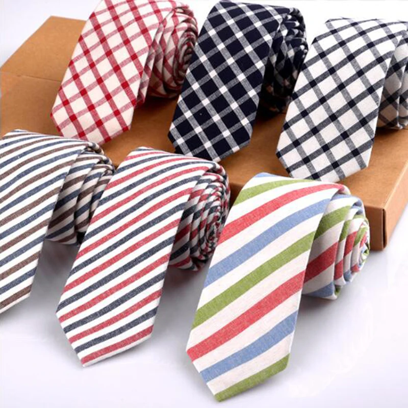 Классический Повседневный тонкий хлопковый галстук 6 см белый черный полосатый