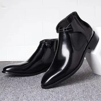 

High Quality Fashion Men Pu Leather Lace-up Boot Male Casual Classic Trendy Vinage Stylish Chelsea Boots Zapatos De Hombre 4M337