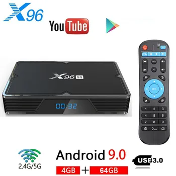 

X96H Android 9.0 TV Box Allwinner H603 2.4&5G WiFi 4GB RAM 32GB/64GB ROM Set Top Box USB3.0 HRD 6K Android TV Media Player