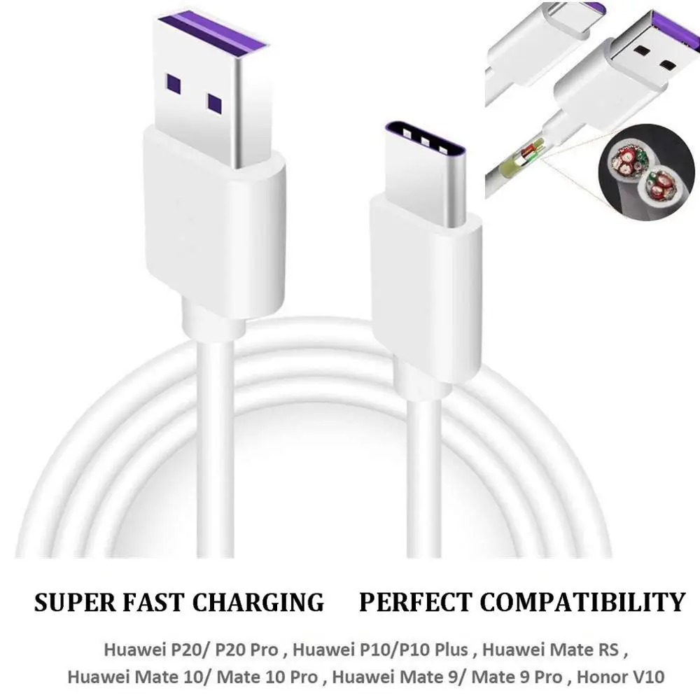 

Type-C Data Cable For Huawei Super Fast Charging Data Line 5A Data Line Type-C Charging Line 1M / 2M Copper Core