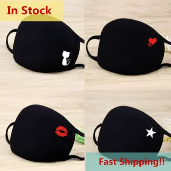

In Stock!! Cotton Anti Dust Mask Cartoon Print Black Mouth Anti Air Pulltion Face Respirator Fashion Windproof Mouth Mask