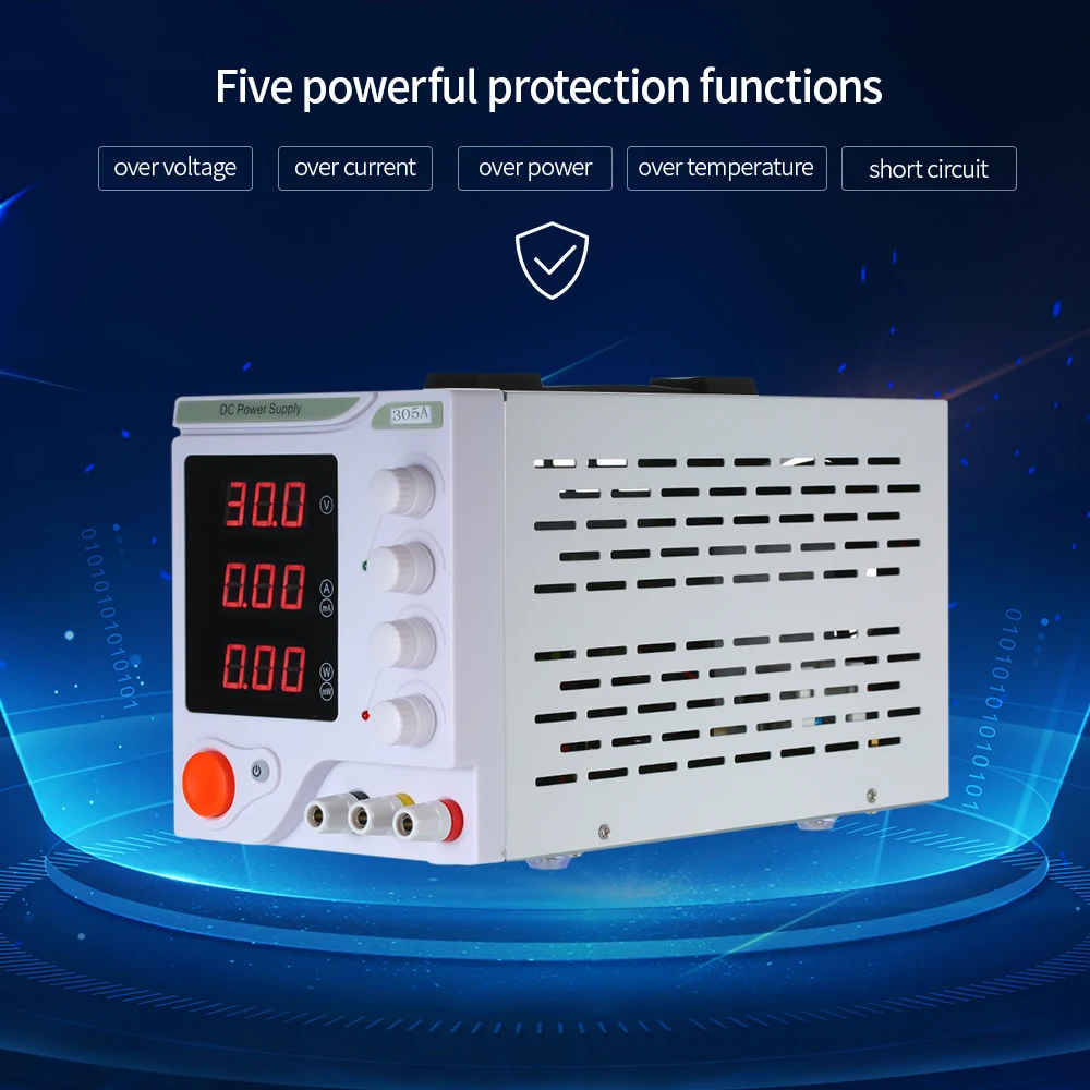 

Adjustable Regulated DC Power Supply Switching Power 3 Digits Display LED 0-30V 0-5A High Precision Electrical Source