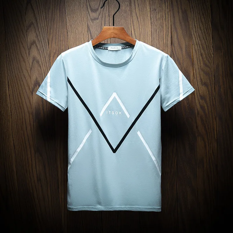 

Belbello Men's Short Sleeves Summer T-shirt with round collar Fashionable printing Self-cultivating short sleeves