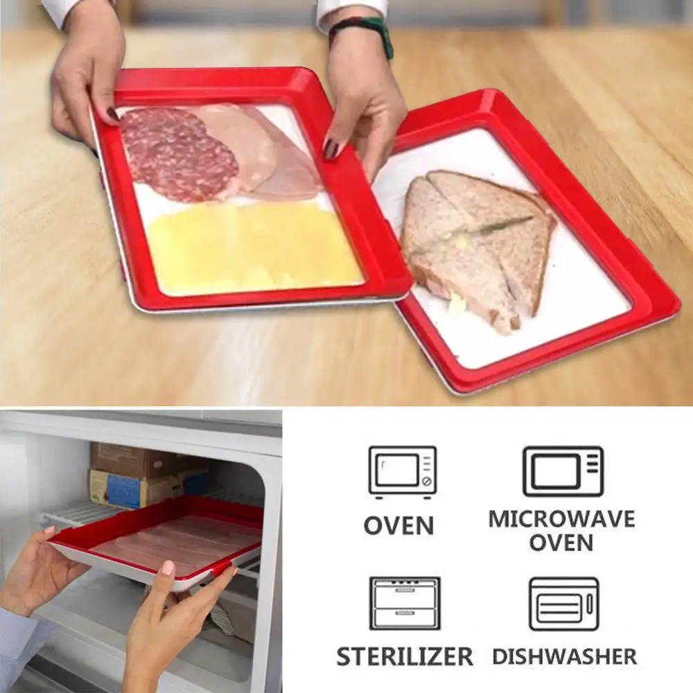 

3/4pcs Clever Food PP Magic Preservation Tray Food Fresh Storage Container Microwave Food Preservation Tray Kitchen Tools