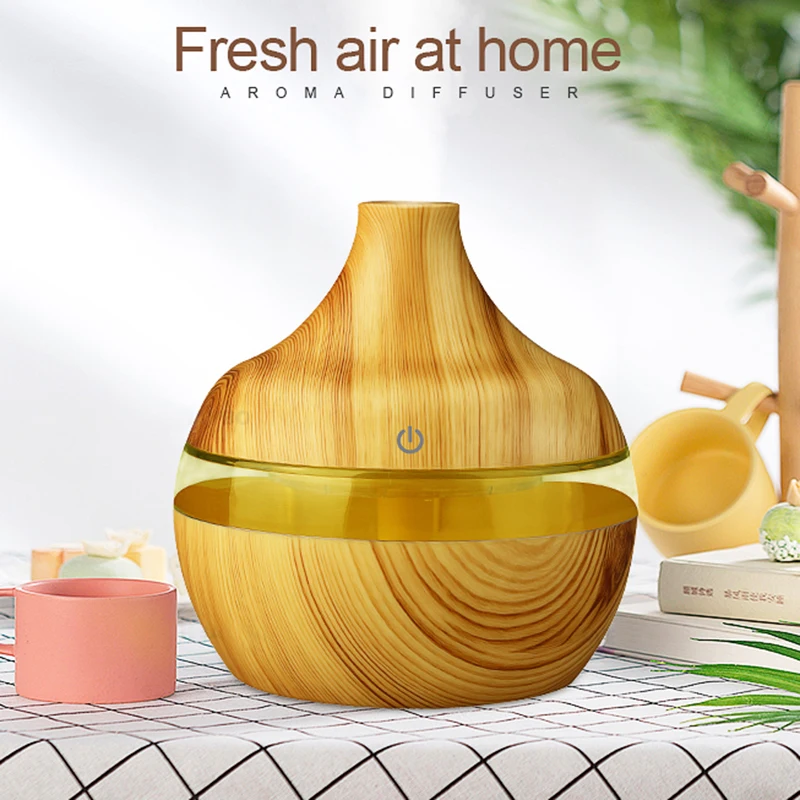 

USB 300ml Aroma Humidifier Aromatherapy Wood Grain 7 Color LED Lights Electric Aromatherapy Essential Oil Aroma Diffuser home