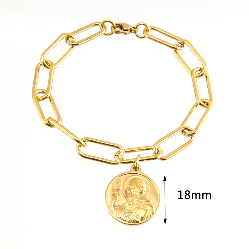 Серебряный/золотой браслет из нержавеющей стали медаль Святого Бенедикта для женщин и мужчин металлический Сан Бенито металлический замок цепи браслеты в богемном стиле