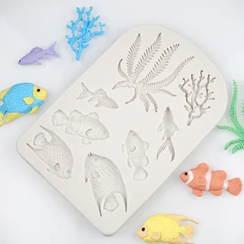

2020 New Silicone Mold Fish Sealife Pattern Concrete Molds Molde De Silicone Designer Diy Clay 3D Wall Panel Molds for Plaster