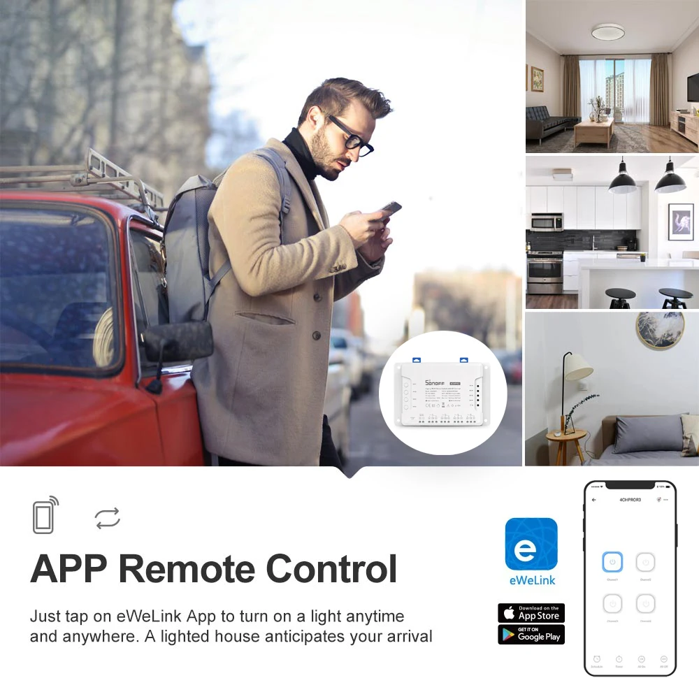 Реле Sonoff 4CH Pro R2 / R3 умный модуль переключения Wi Fi 4 канальный управление через