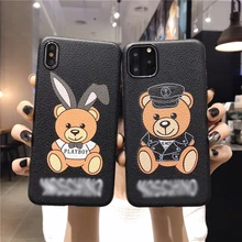 Кожаный чехол с рисунком медведя для iPhone 11 Pro Max силиконовый чехол для телефона для iPhone 7 6 6s Plus чехол s Мягкий ТПУ чехол для iPhone# E0