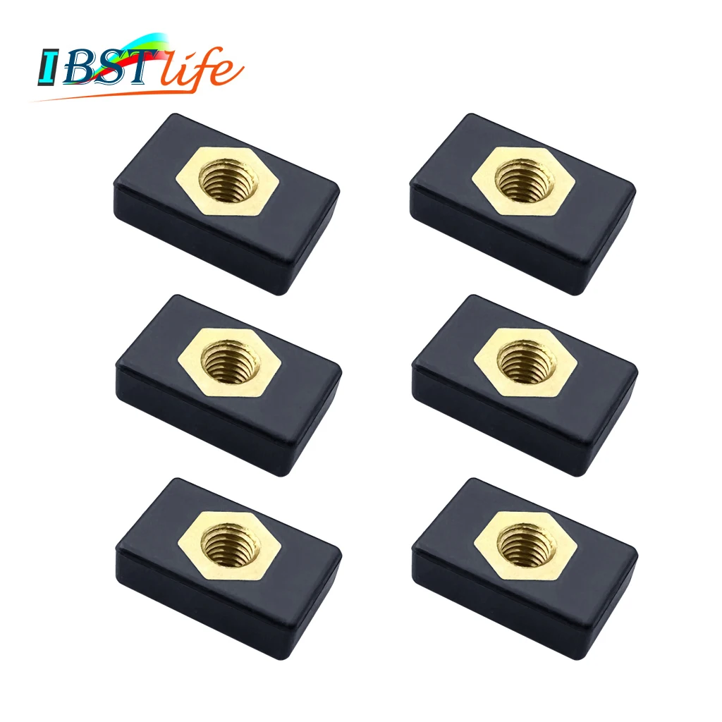 

6X M6 Copper Sliding Nut Side Mount Slide Track Rail Silders Fishing Rod Pole Holder Mounting Base Nutsert For Kayak Boat Canoe