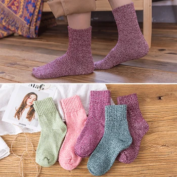 

1/2pair Sweet Styles Autumn and Winter Casual Women Socks Lady Female Cotton Knitting Thick Warm Solid Color Short Funny Socks