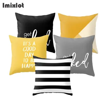 

Striped Grid Geometric Letter Printed Throw Pillow Case Sofa Car Waist Cushion Cover Office Bedroom Decorative Pillowcase 45x45